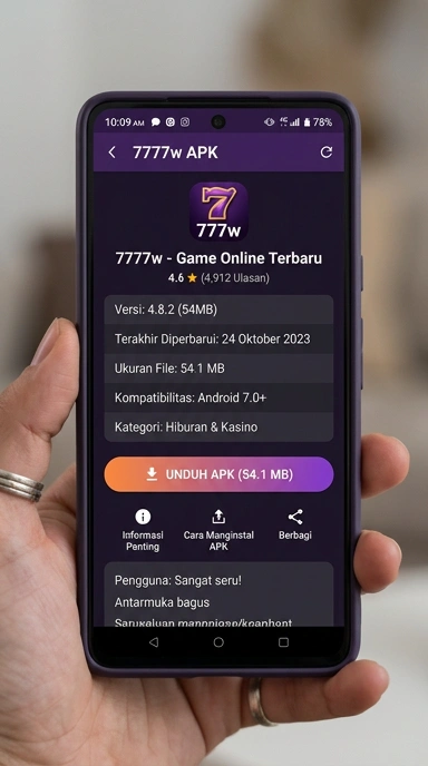 Tampilan halaman APK 7777w