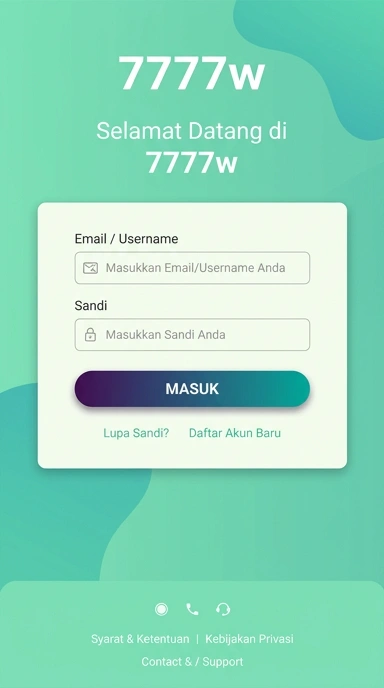 Tampilan halaman login 7777w