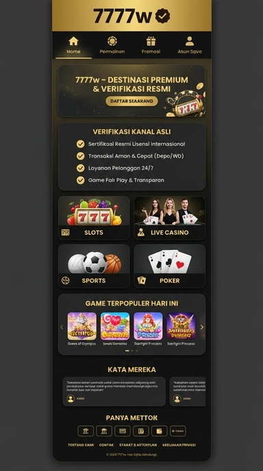 Tampilan kanal resmi 7777w