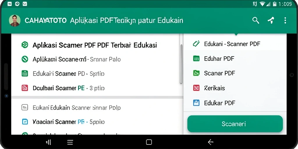 Screenshot aplikasi CAHAYATOTO yang menunjukkan fungsi pemindaian PDF.