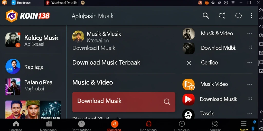 Tampilan antarmuka KOIN138 dengan fitur Download Musik yang mudah digunakan.