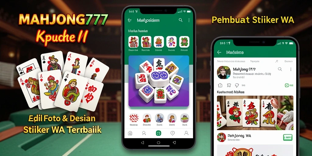 Antarmuka MAHJONG777 untuk pembuatan stiker WhatsApp yang menarik.